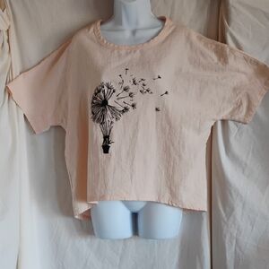 Peach Dandelion Print Kids Shirt